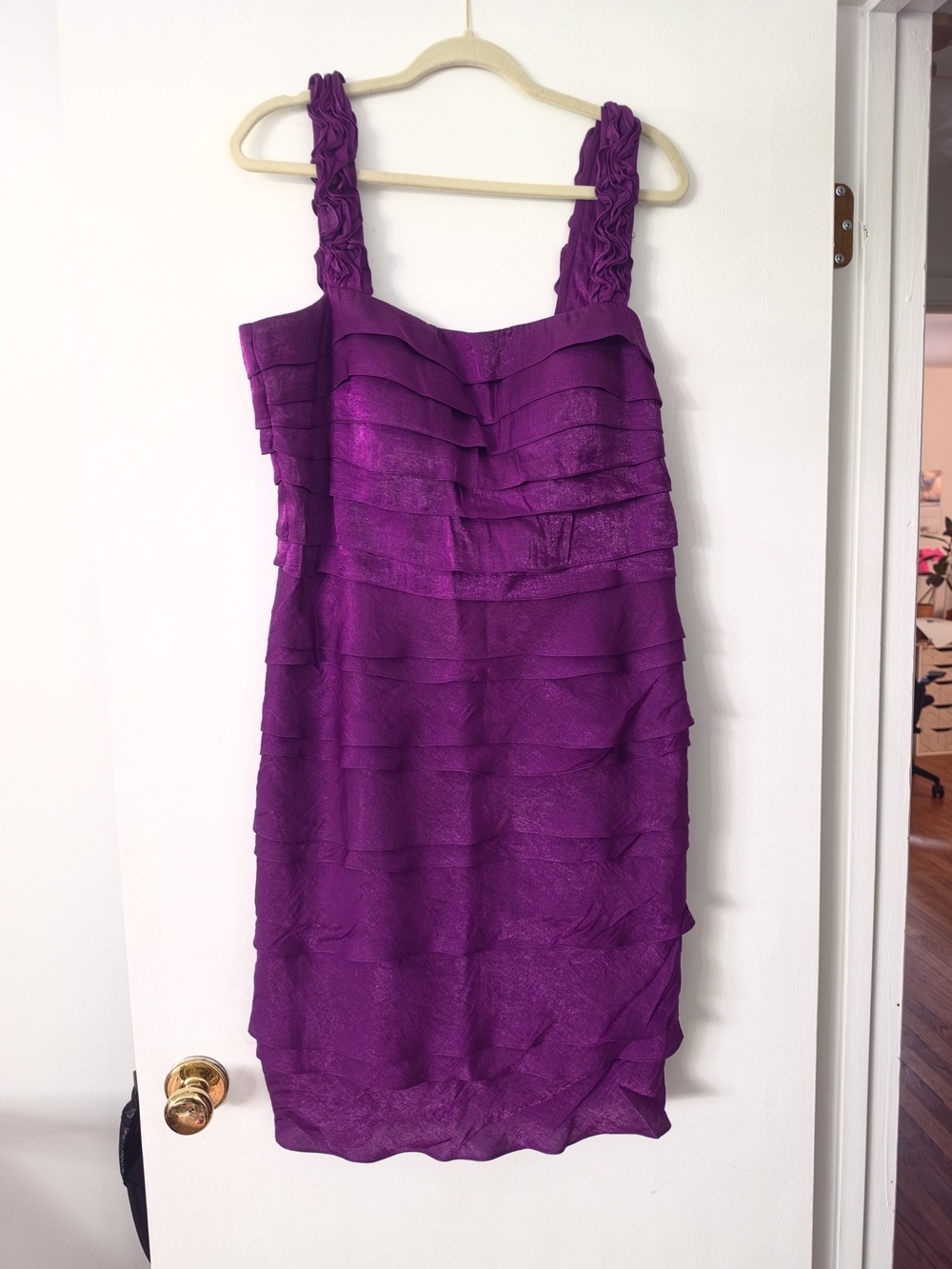 Signature by Sangria Purple Layered Ruffle Mini Dress